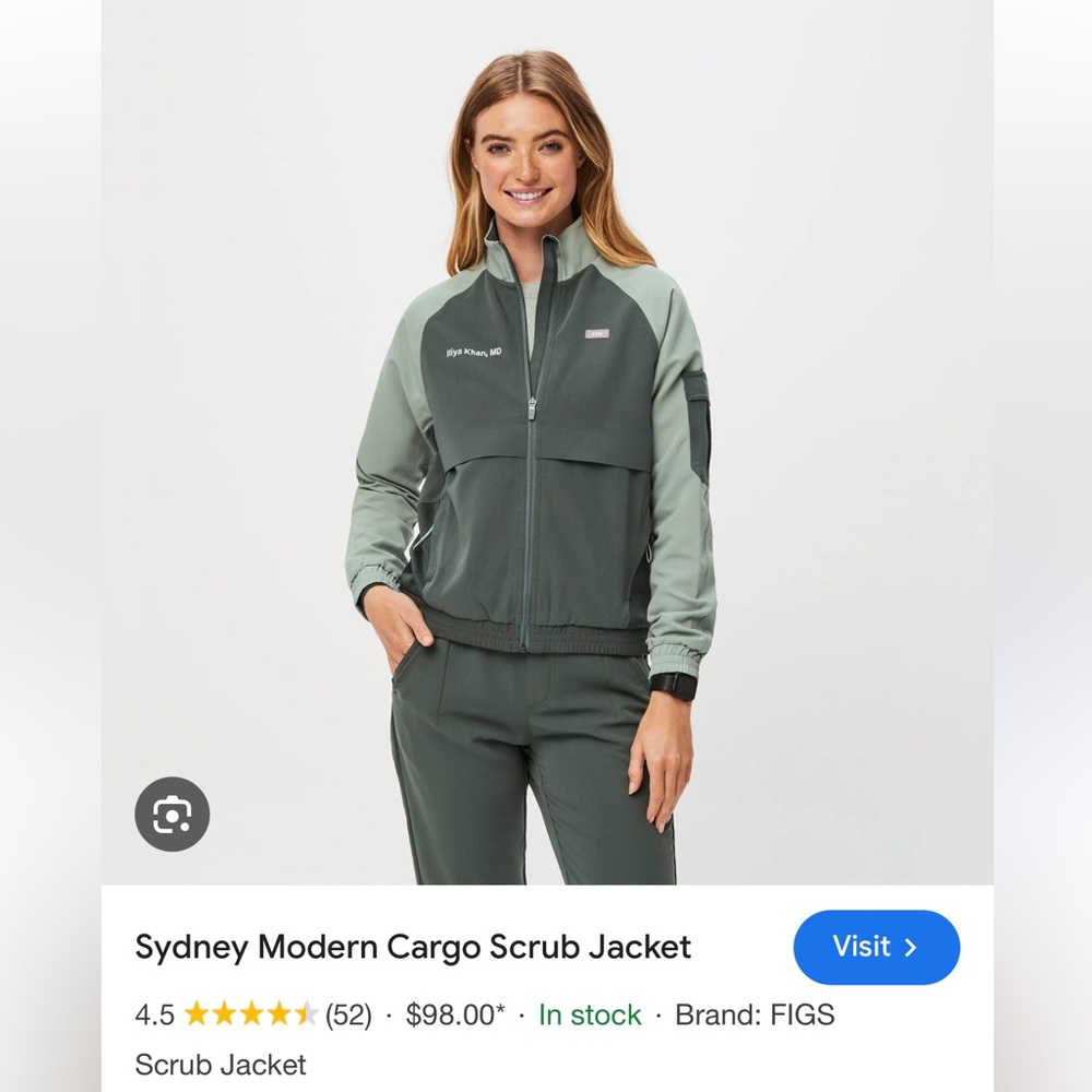 Figs Modern Cargo Sydney scrub jacket size XS